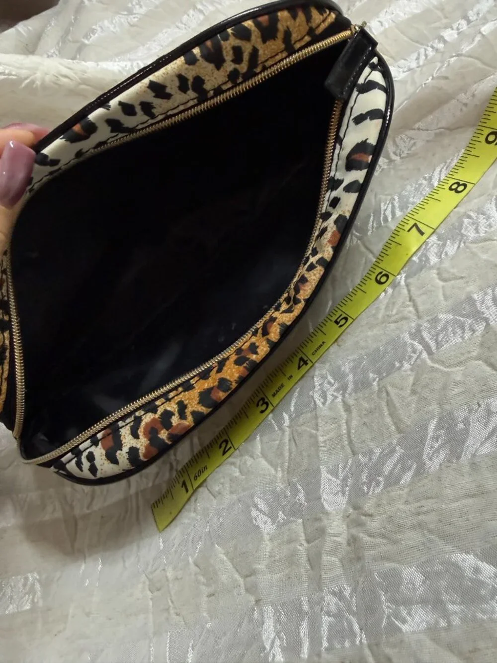 Lancome Leopard Print Cosmetic Bag Makeup Pouch Zip Travel Case